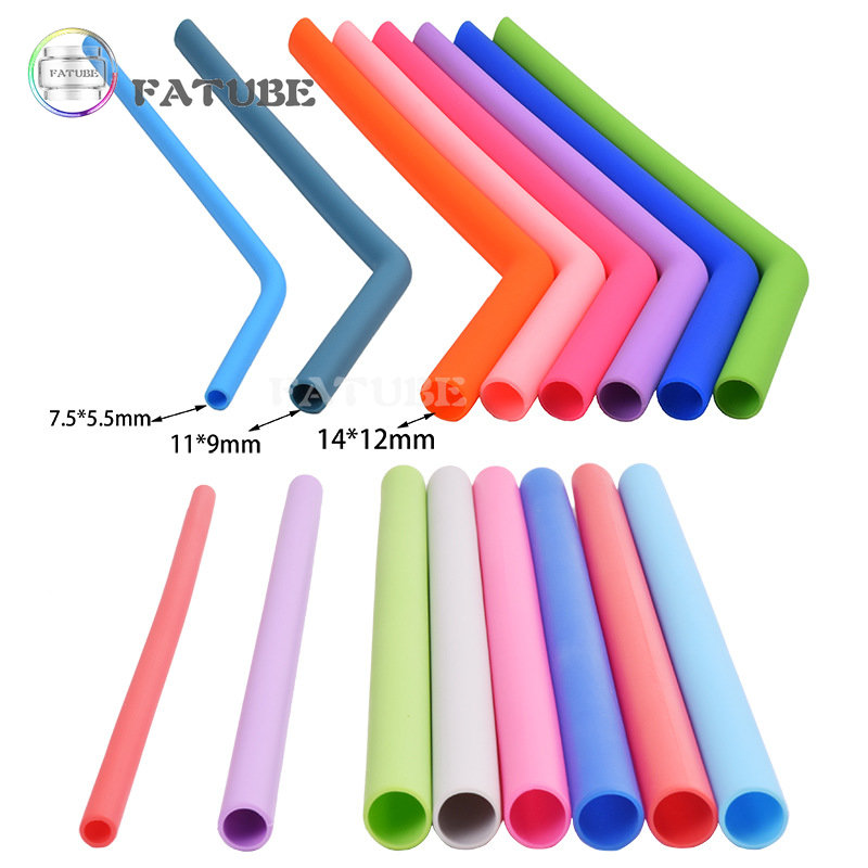 Reusable Straw - 10 SZT. Silikonowe Słomki Fatube, Zakrzywione